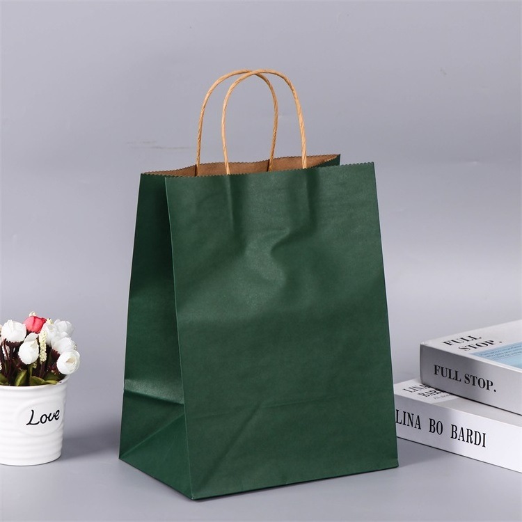 Custom High Quality Machines Making Brown Paper Bag Wholesale Fast Food Packing White Kraft Paper Bag With Handle