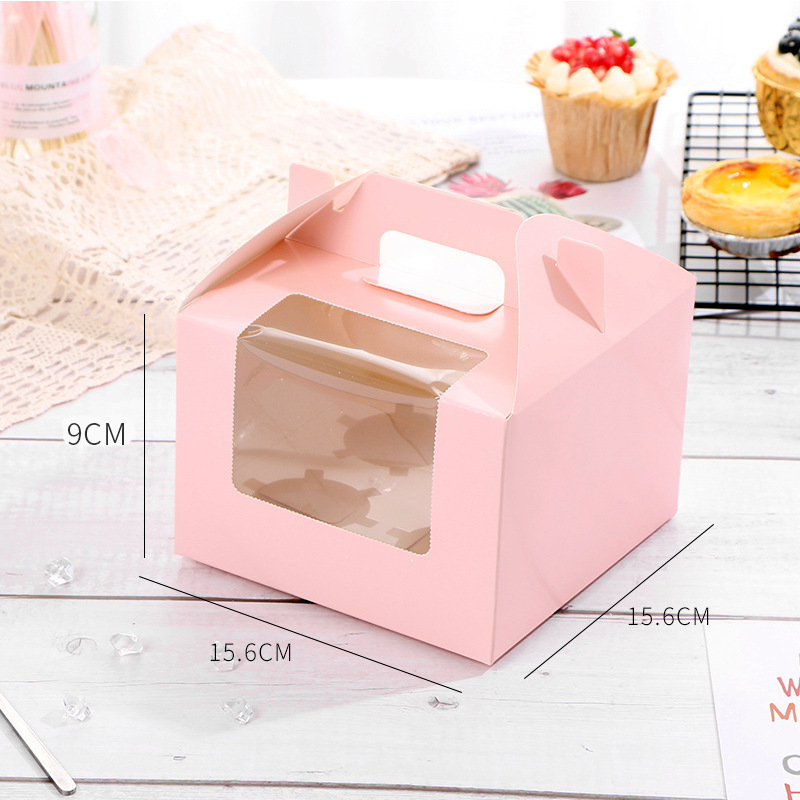 Cupcake Bread Dessert Packing Paper Gift Boxes Food Cardboard Food Package Cake Box with Window Custom Cheap Disposable Folders