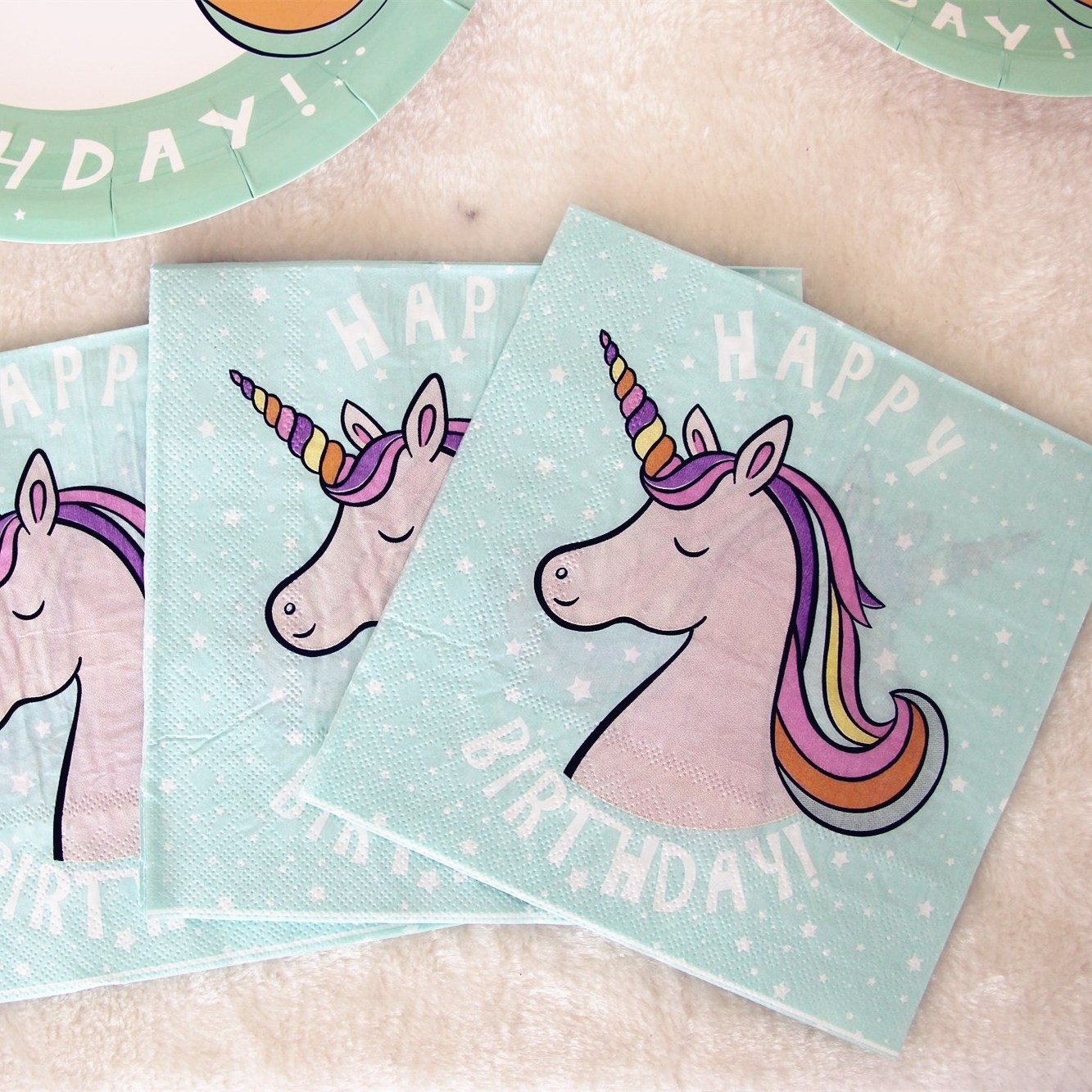 Birthday Cake Party Paper Plate Set Unicorn Napkin Paper Cups and Plates  and napkin set