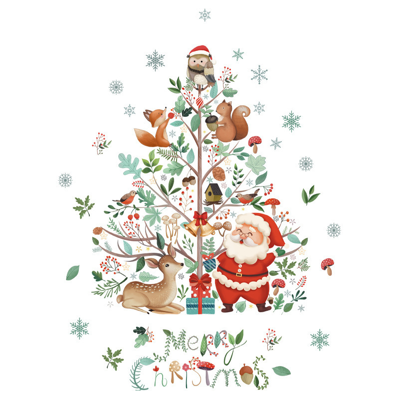 Wholesale Christmas Wall Stickers Self-Adhesive Glass Display Window Decorations Snowflake Tree Designs