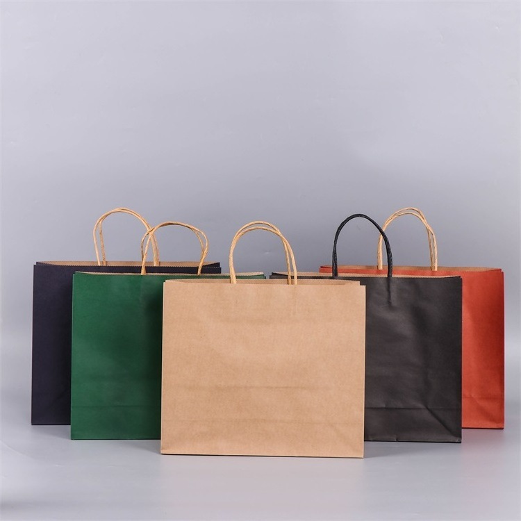 Custom High Quality Machines Making Brown Paper Bag Wholesale Fast Food Packing White Kraft Paper Bag With Handle