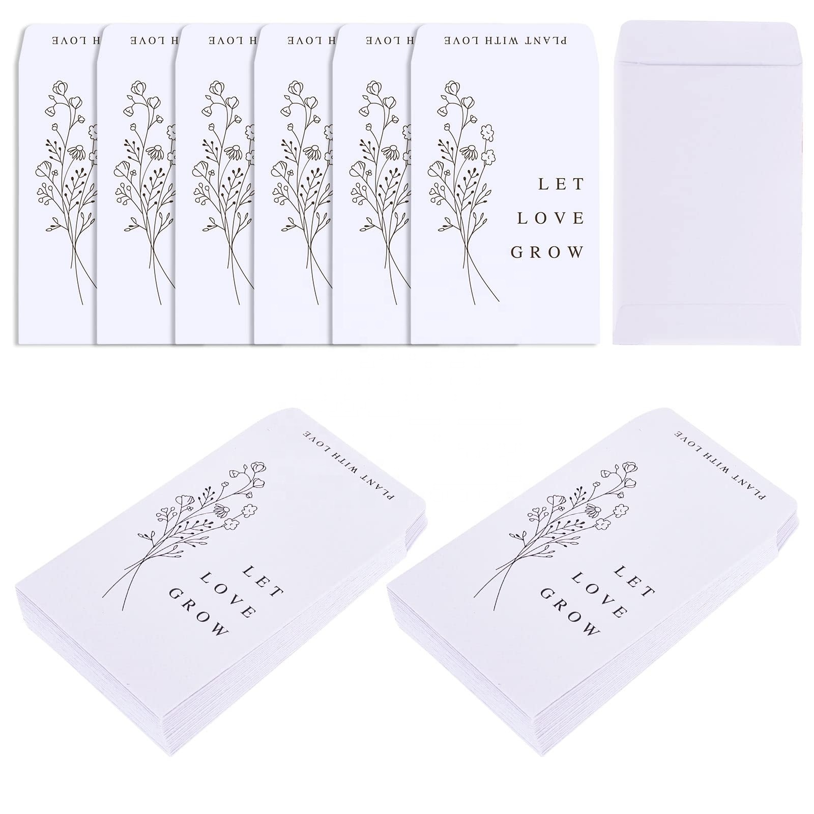 Custom Design Printed Flowers Fruits Vegetables Seeds White Paper Envelopes Seed Packets with Self Sealing