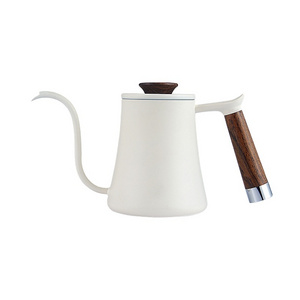 Delicate pour over coffee maker with ergonomic wooden handle food grade aesthetic pour over coffee kettle