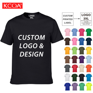 High Quality Custom Screen Printing Short Round Neck Tshirt Blank 100% Cotton Plain T Shirt For Men