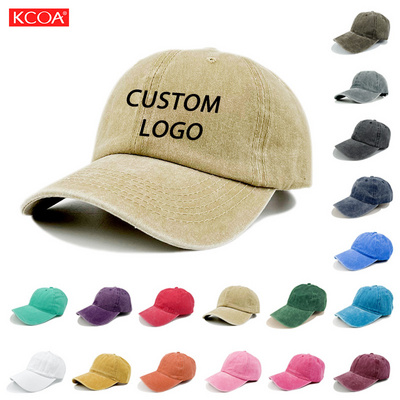 Wholesale 100% Cotton Custom Logo Vintage  Baseball Cap Outdoor Sports Dad Hat