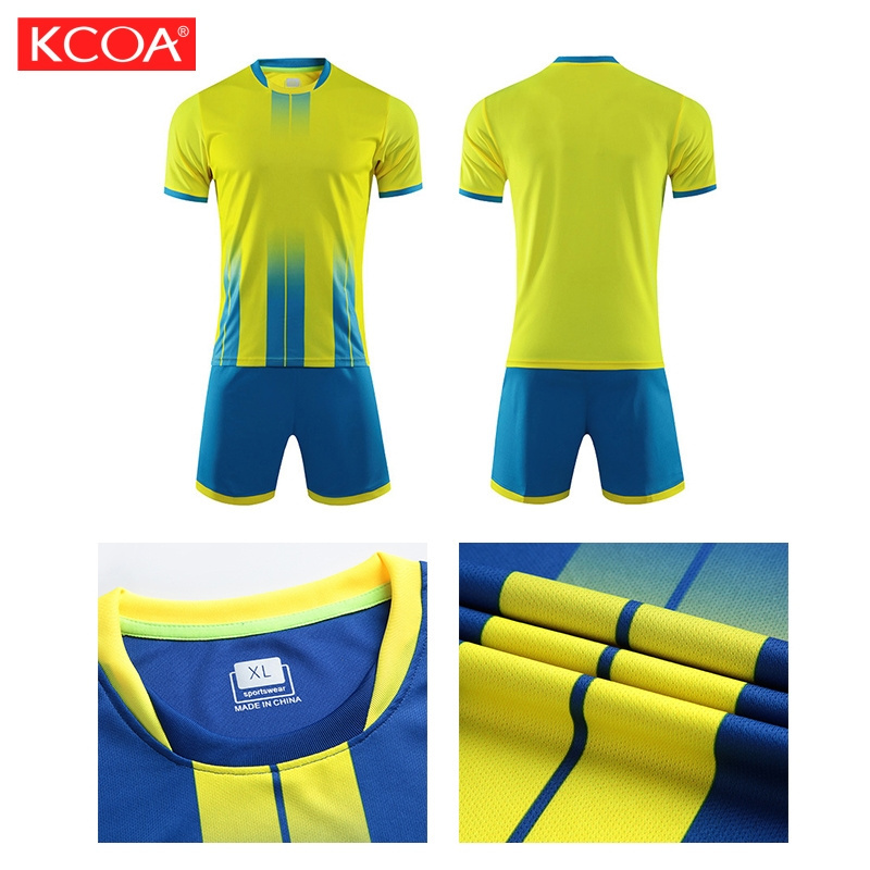 100% Polyester Custom Number Neon Green Soccer Set Soccer Wear Football T-Shirts