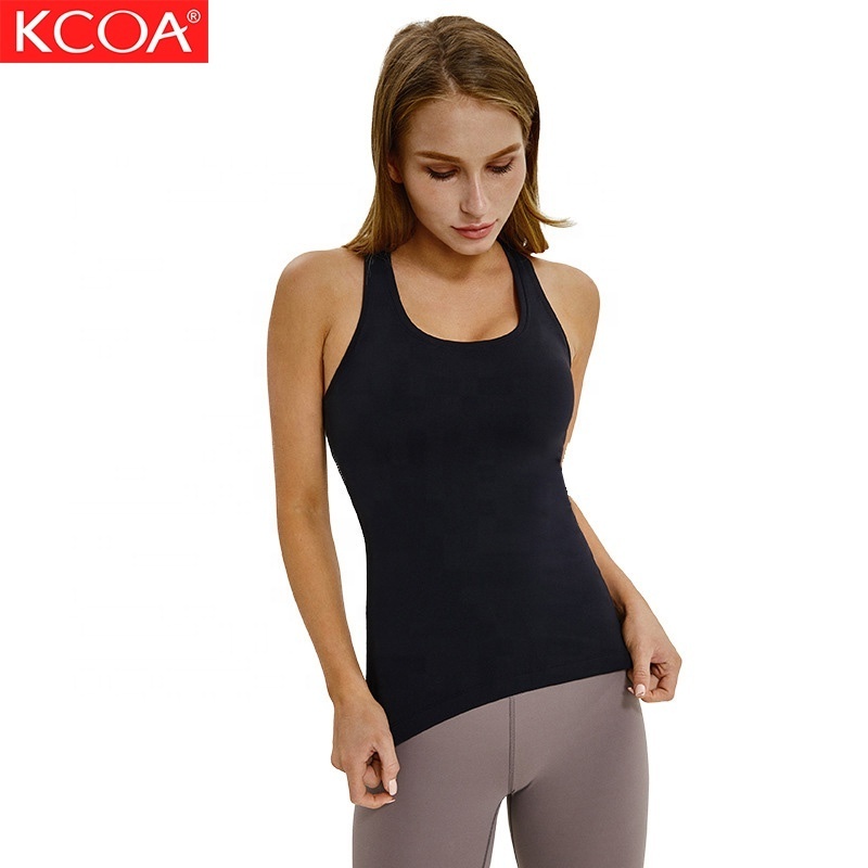 Women gym nylon spandex quick dry stretchy yoga tank top