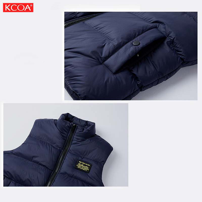 Men'S Thickened Soft Vest Outdoor Warm Stand Collar Zipper Pocket Winter Jacket Custom Logo Men'S Puffer Vest