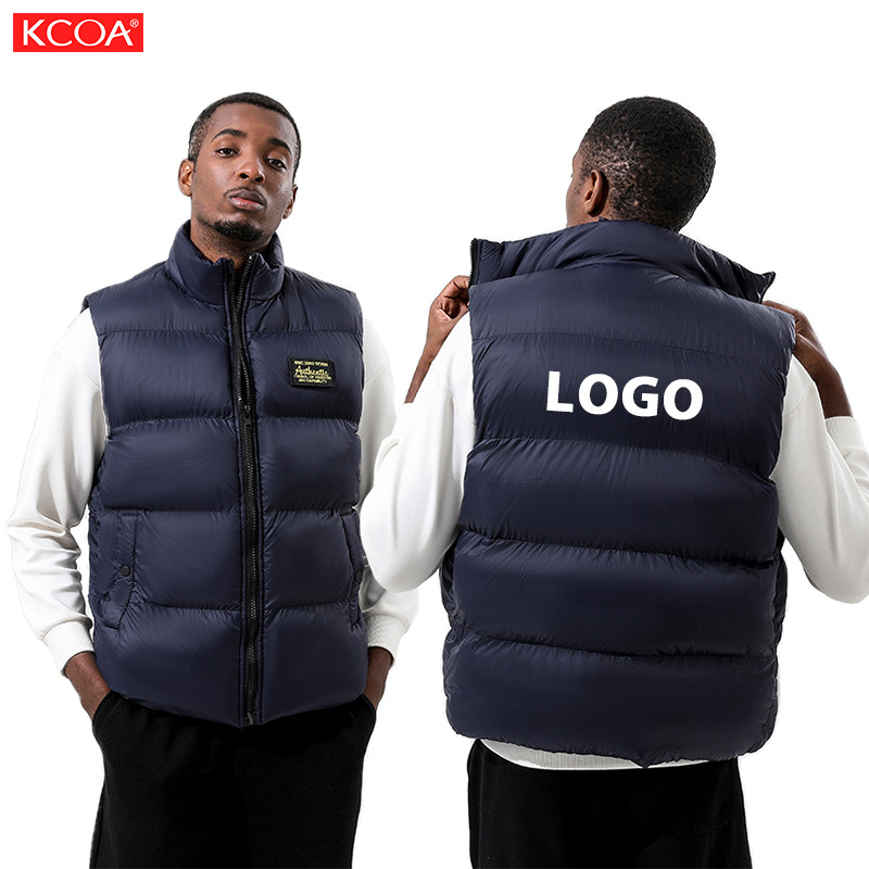 Men'S Thickened Soft Vest Outdoor Warm Stand Collar Zipper Pocket Winter Jacket Custom Logo Men'S Puffer Vest