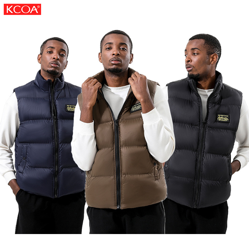 Men'S Thickened Soft Vest Outdoor Warm Stand Collar Zipper Pocket Winter Jacket Custom Logo Men'S Puffer Vest