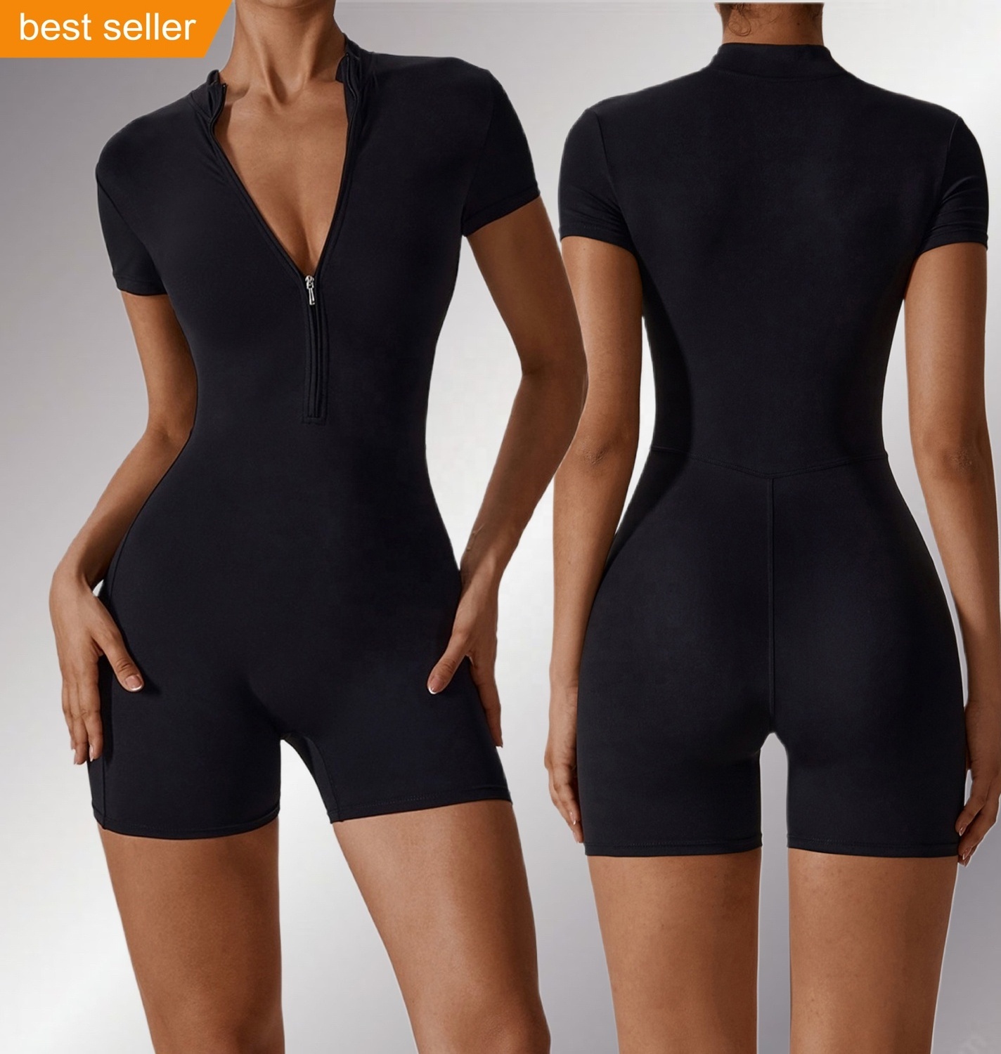 2023 Summer Sexy Sleeveless Backless Bodycon Jumpsuit Shorts Fitness Gym One Piece Short Jumpsuits Women