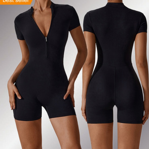 2023 Summer Sexy Sleeveless Backless Bodycon Jumpsuit Shorts Fitness Gym One Piece Short Jumpsuits Women