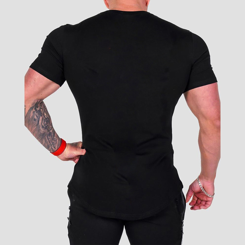 Elastic custom logo Short Sleeve mens T shirts Training Fitted Workout Fitness Mens Slim Muscle Fit Sport oversize Gym Shirt