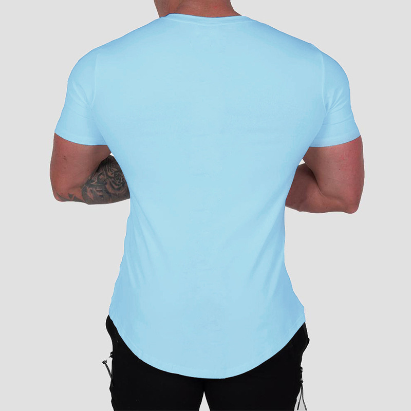 Elastic custom logo Short Sleeve mens T shirts Training Fitted Workout Fitness Mens Slim Muscle Fit Sport oversize Gym Shirt