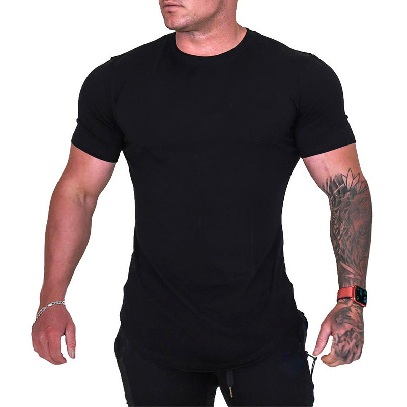 Elastic custom logo Short Sleeve mens T shirts Training Fitted Workout Fitness Mens Slim Muscle Fit Sport oversize Gym Shirt