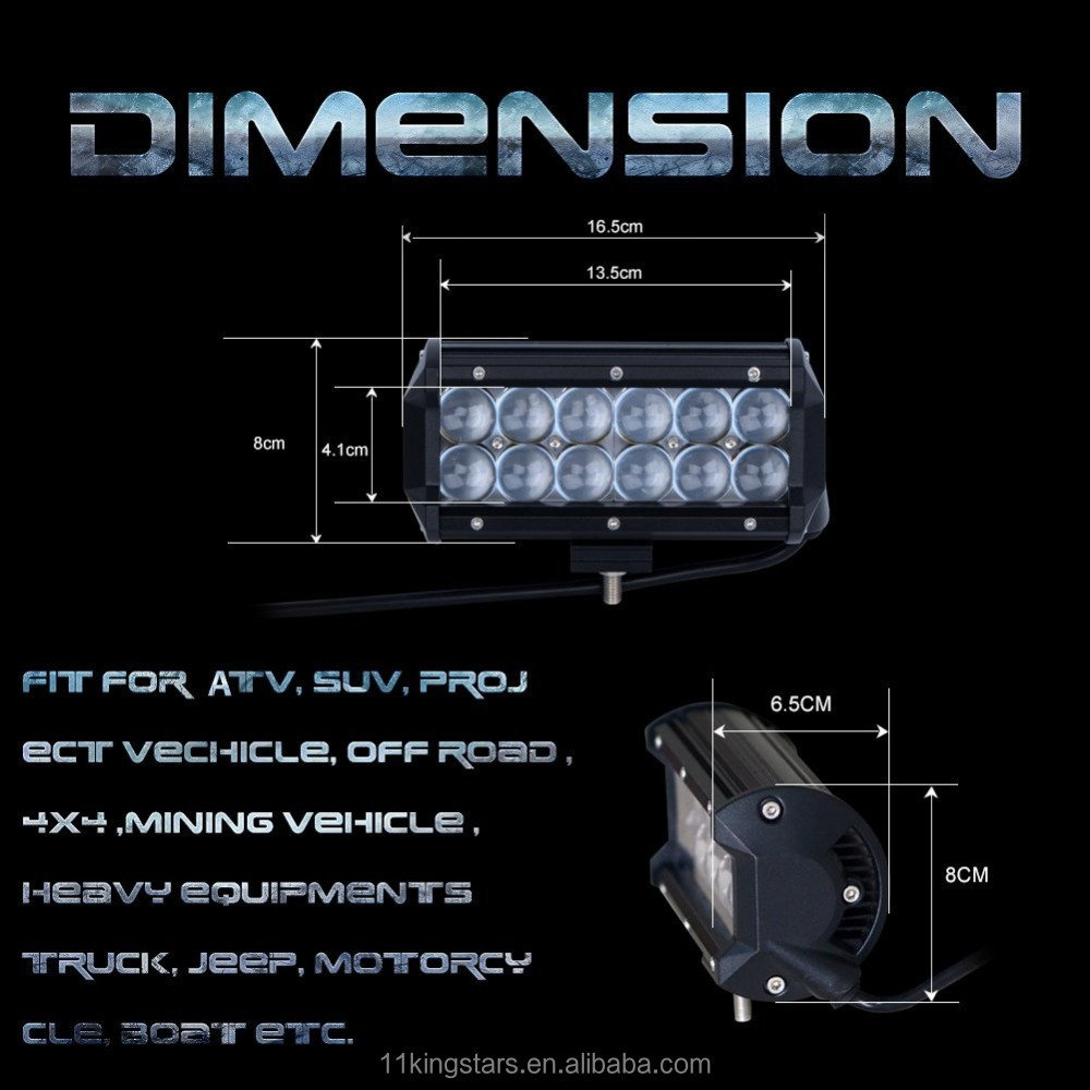 Kingstars 6.5 Inch 4D 36w Led Work Light Led Light Bar 4D Reflector 12V 24V for Car SUV ATV