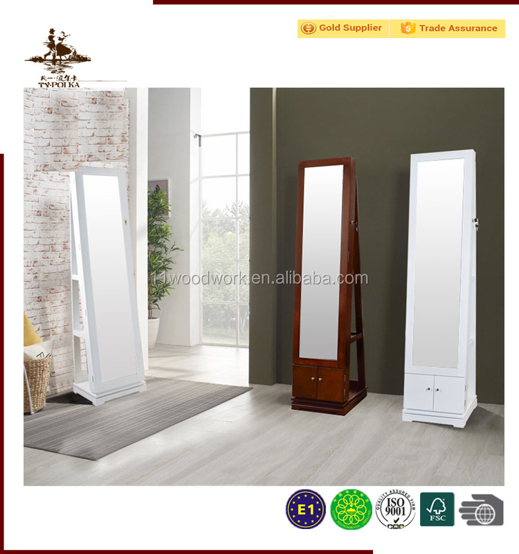 Large space standing jewelry armoire with full length mirror