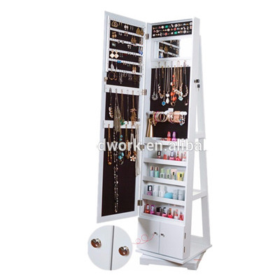 Large space standing jewelry armoire with full length mirror