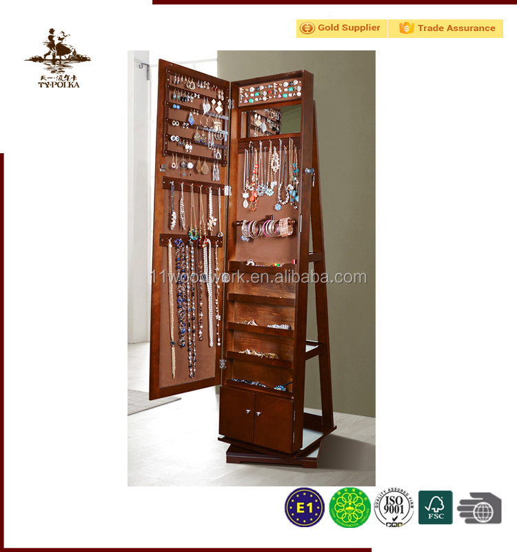 Large space standing jewelry armoire with full length mirror