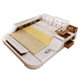 Luxury Leather Smart Bed Multifunctional Bed Tatami King Queen Smart Ultra Modern Luxury Bed