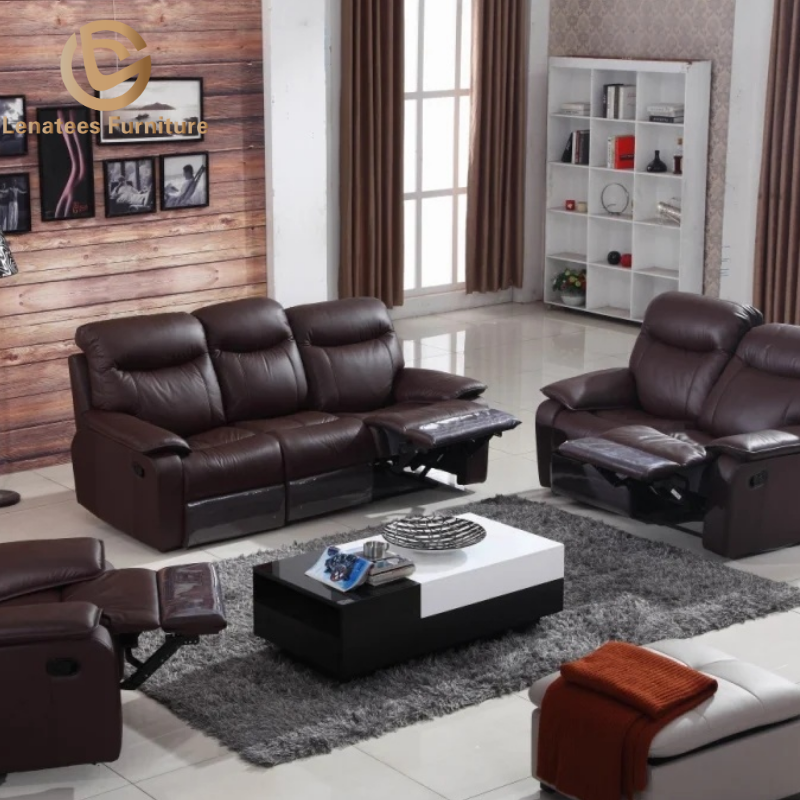 Leather Home Theatre Villa Luxury Reclining Sofa Leather Electric Recliner Sofa With 6 Seater