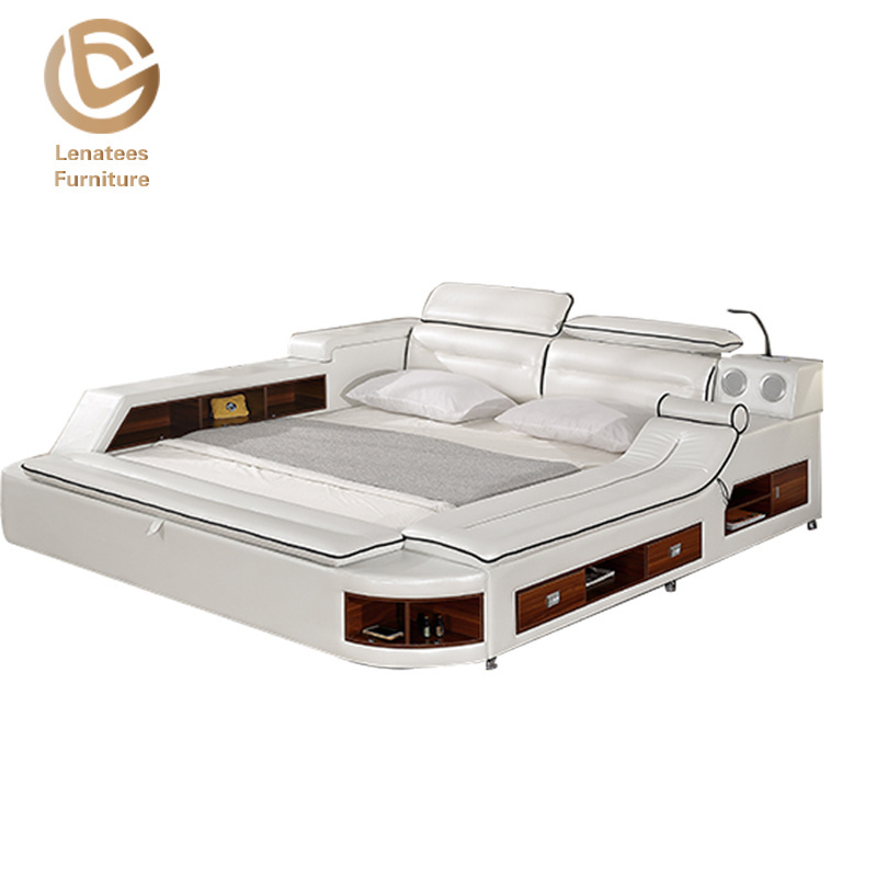 hot sale modern nice design high quality upholstered platform bed bedroom multifunctional bed furniture