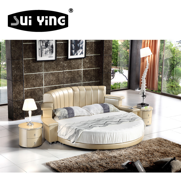 hot beautifully designed solid wood double modern round bed