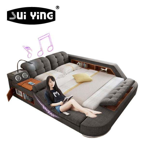 Luxury Leather Smart Bed Multifunctional Bed Tatami King Queen Smart Ultra Modern Luxury Bed