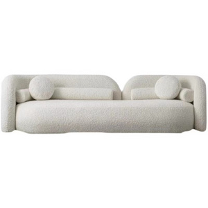 Japanese Wabi-sabi Style Lamb Velvet Fabric Sofa Italian Minimalist Cream Style Small Apartment Sofa