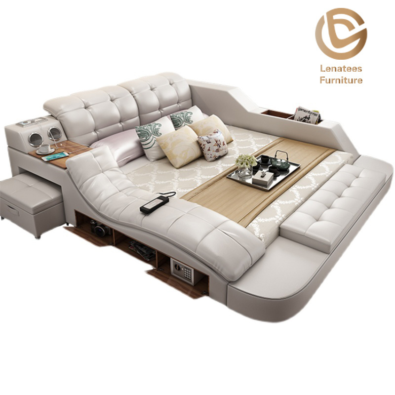 hot sale modern nice design high quality upholstered platform bed bedroom multifunctional bed furniture