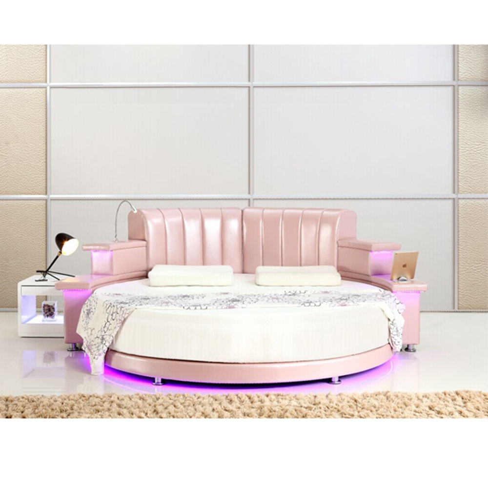 girls bedroom furniture pink big round leather bed cheap round beds for sale