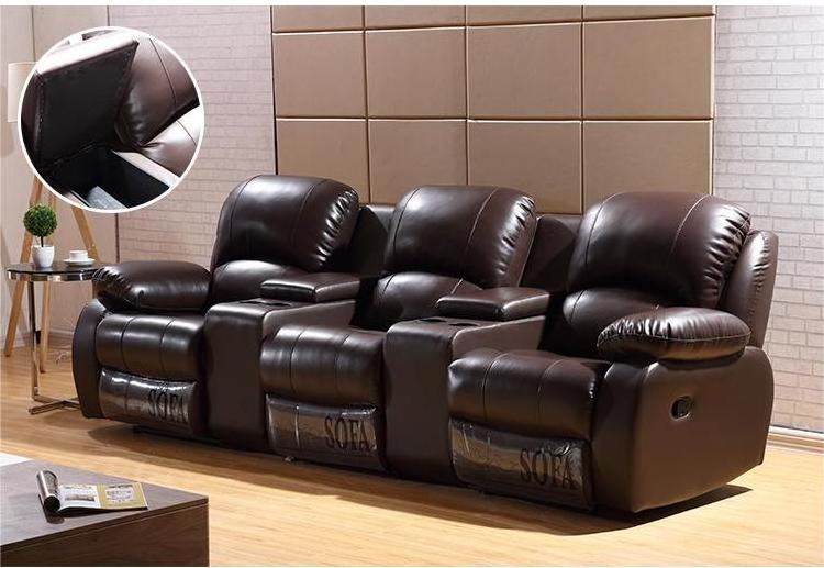 Leather Home Theatre Villa Luxury Reclining Sofa Leather Electric Recliner Sofa With 6 Seater