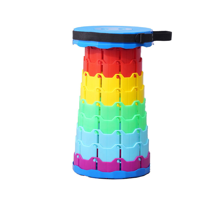 Easy Telescopic Round Portable Retractable Plastic Camping Gardening Folding Stool Retractable stool