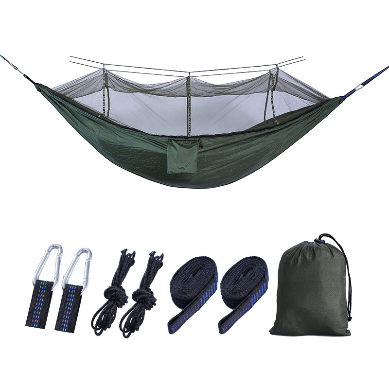 High quality Custom Swing Hanging Hammock Outdoors Garden Macrame Mesh Camping Hammock With Mosquito Net And Rainfly