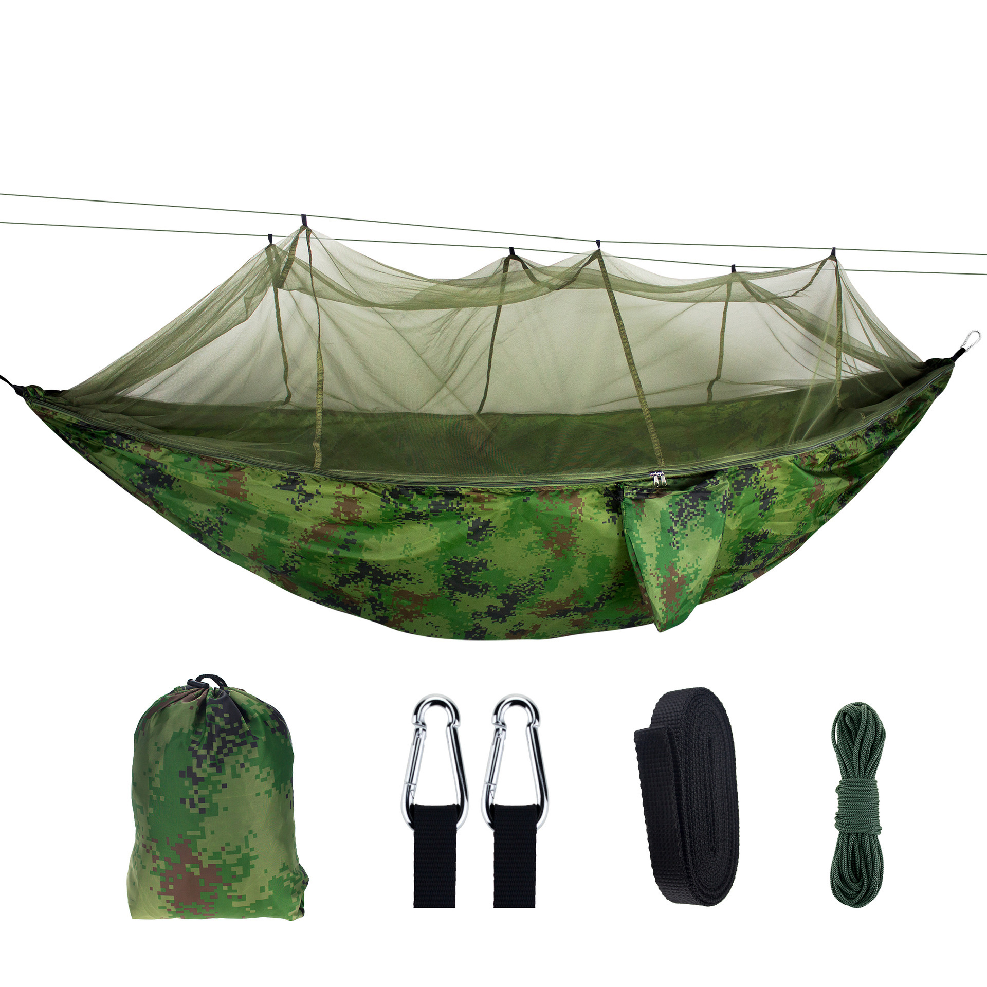 Low Moq Custom Logo Camping Hammock Outdoors, Double Swing  Hanging Folding Parachute Hammock With Carry Bag