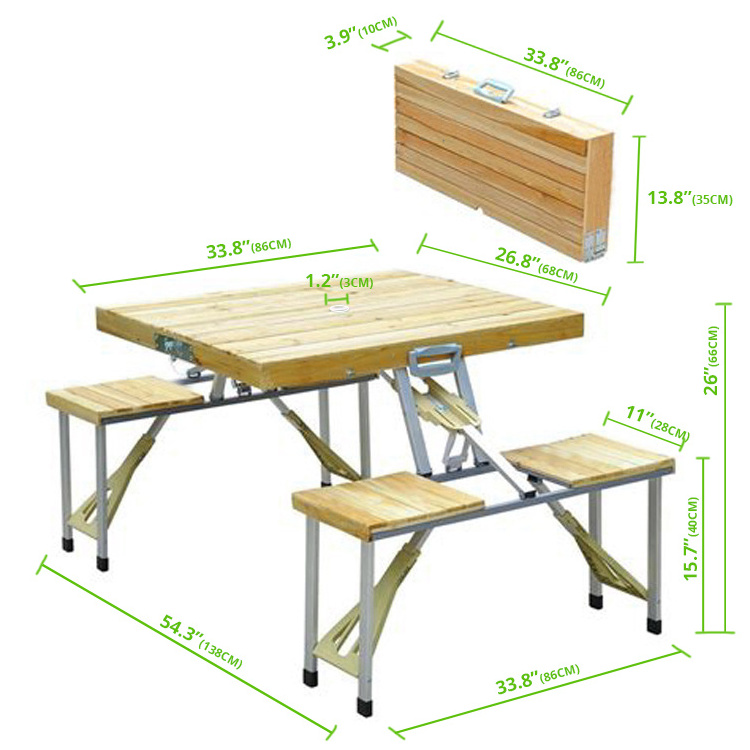 123Sports Outdoor 4-Person Portable Folding Picnic Aluminium Camping Table and Chair Set with Umbrella Hole