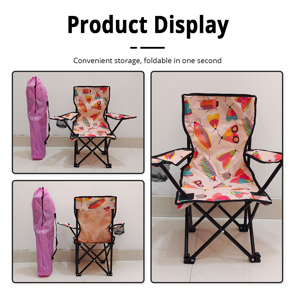 New Design Foldable Outdoor Cartoon Printed Color Kids Chair Children'S Beach Chair For Camping Tailgates