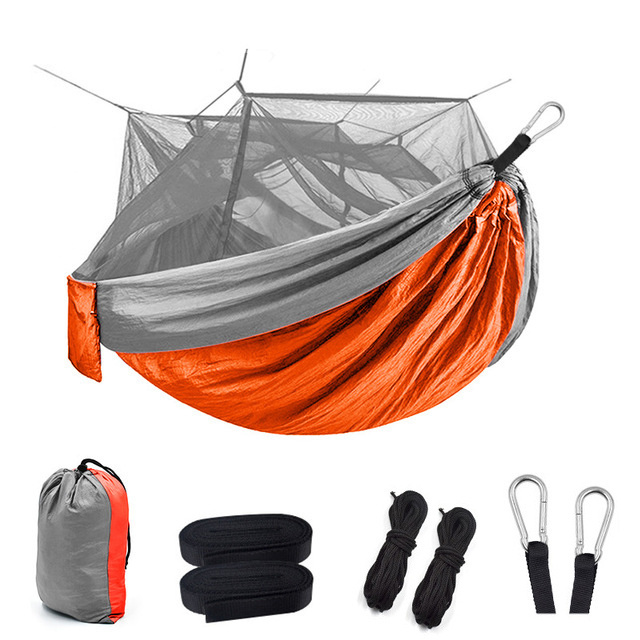 High Quality Custom Outdoor Durable Parachute Camping hammock With Tree Straps and Mosquito net