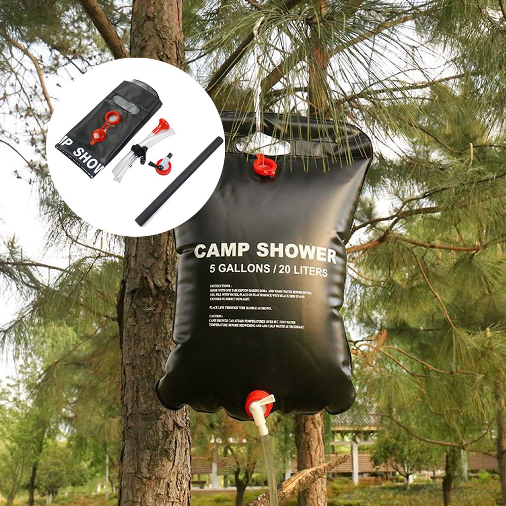 Upgrade Portable Camping Shower 5 Gallons Heating Pipe Bag Solar Water Heater Outdoor Other Camping Gear Shower Bag