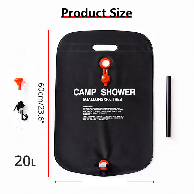 Upgrade Portable Camping Shower 5 Gallons Heating Pipe Bag Solar Water Heater Outdoor Other Camping Gear Shower Bag