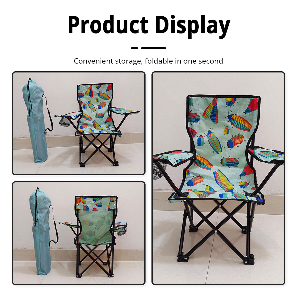 New Design Foldable Outdoor Cartoon Printed Color Kids Chair Children'S Beach Chair For Camping Tailgates