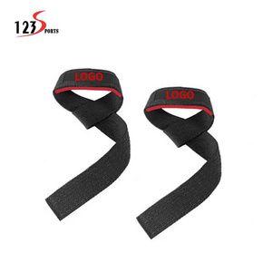 123sports Hot Sale Custom Logo Adjustable Weightlifting Bodybuilding Powerlifting Strength Training Deadlifts Gym Wrist Strap