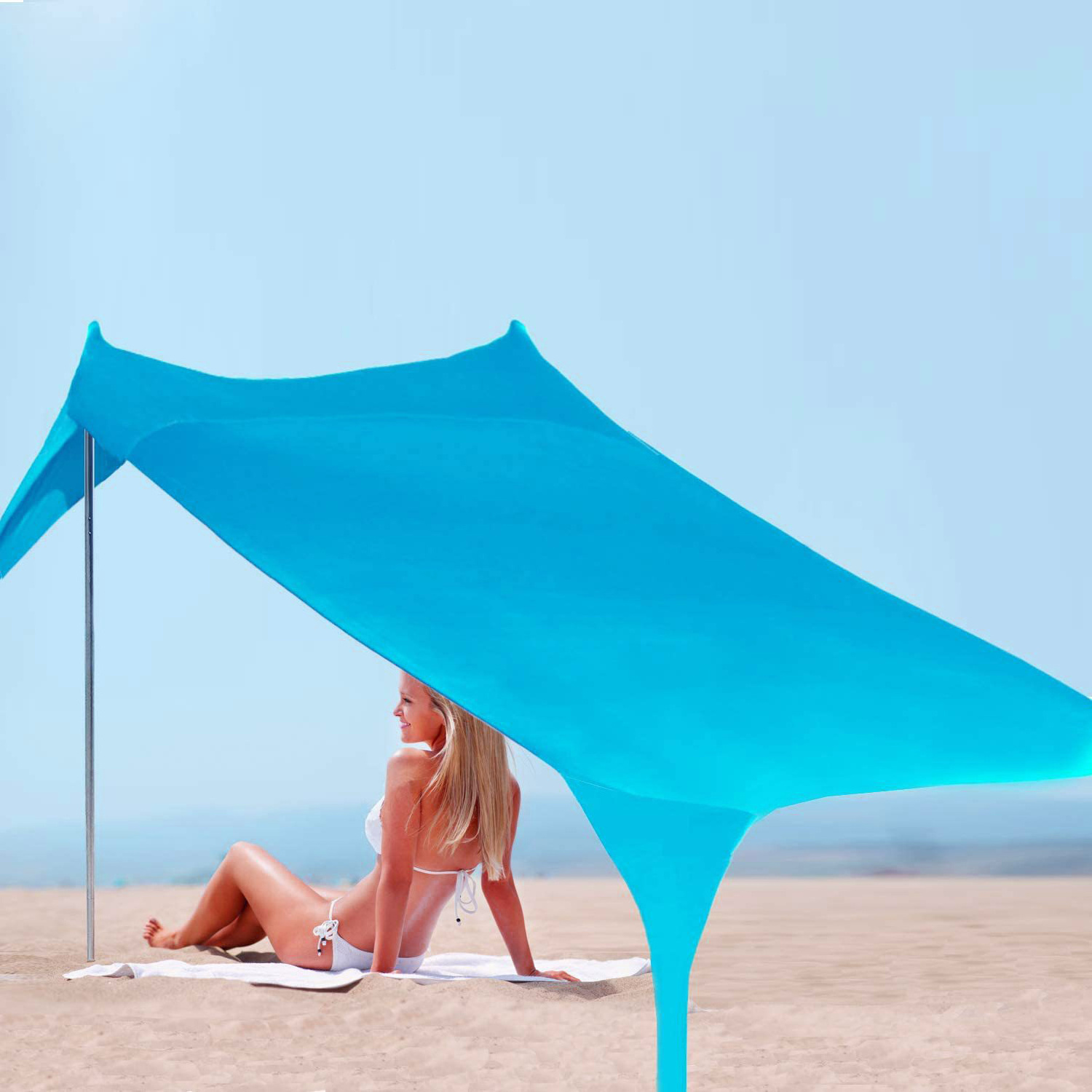 Wholesale Camping Nylon Fabric Aluminum Poles Canopy Beach Canopy Awning Sunshade Beach Tent With Sandbag Sun Shelter