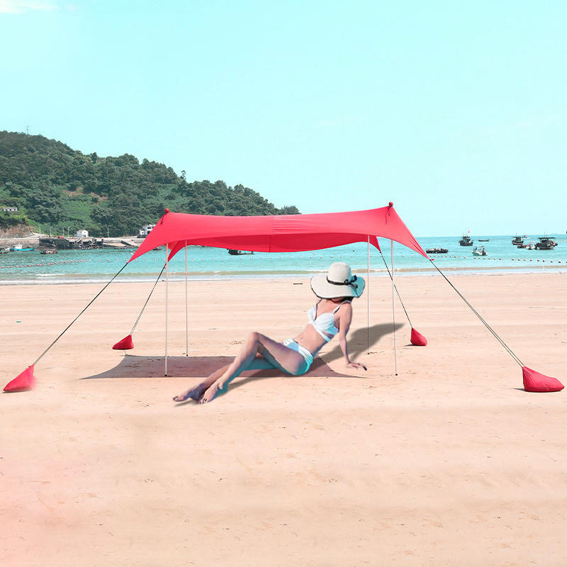 Wholesale Camping Nylon Fabric Aluminum Poles Canopy Beach Canopy Awning Sunshade Beach Tent With Sandbag Sun Shelter