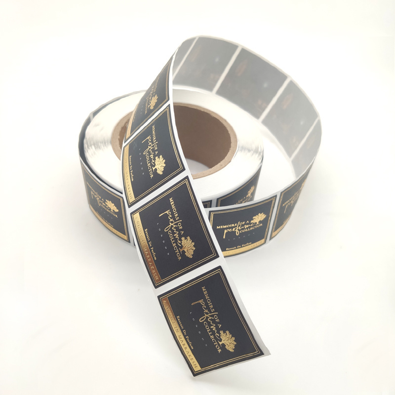 Custom Printed Adhesive Label Stickers Textured Gold Foil on Paper for Cosmetic Industry