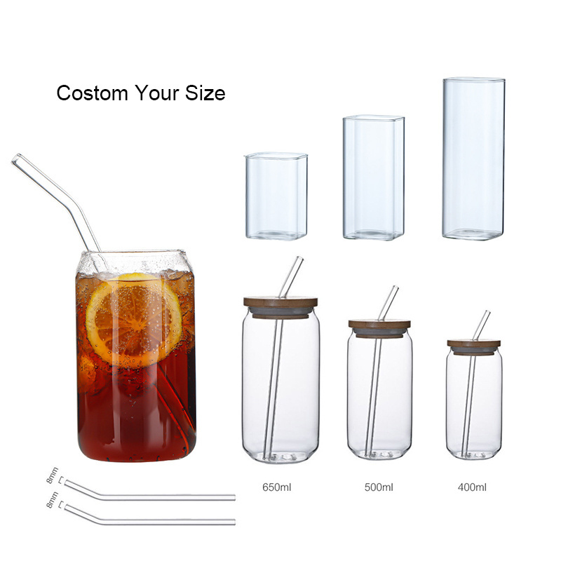 Top Selling Wholesale  500ml Big Beer Mug Glass  16oz Beer Can cups with Glass Lid and Straw for Home or Bar Use