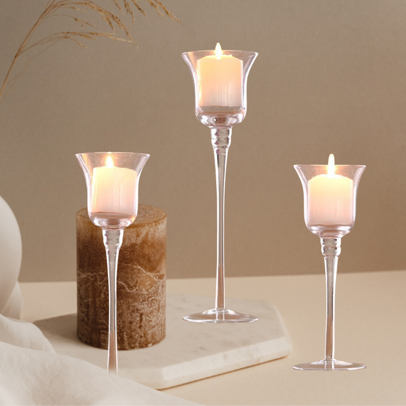 150 Set of 3 Tall Floating Candle Jars Suppliers Church Large Clear Empty Crystal Glass Candle Holder for Wedding Decoration