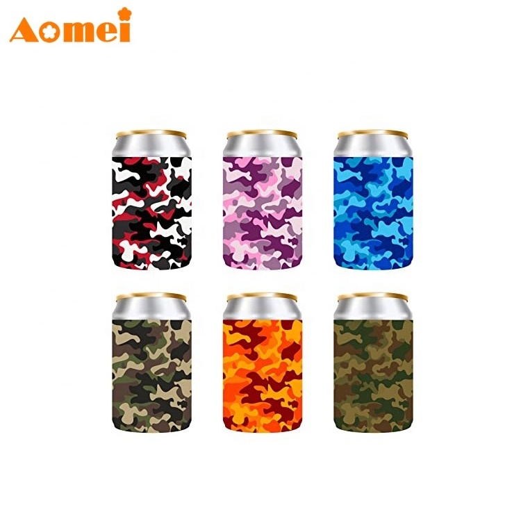 AOMEI Collapsible Insulated 12oz Can Cooler 3 5mm Made Wine Beer Bottle Sleeve Coozzie Neoprene Custom Logo Print Stubby Holder