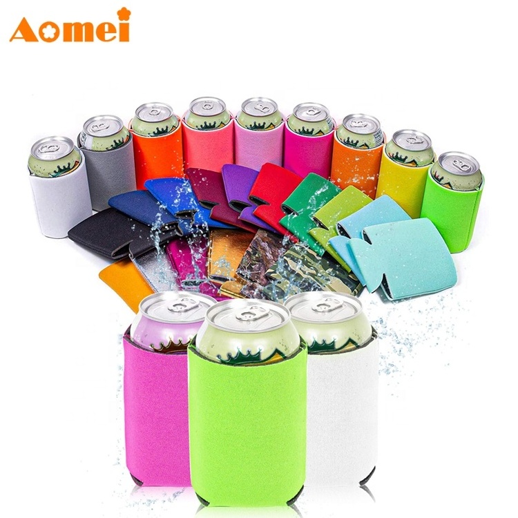 AOMEI Collapsible Insulated 12oz Can Cooler 3 5mm Made Wine Beer Bottle Sleeve Coozzie Neoprene Custom Logo Print Stubby Holder