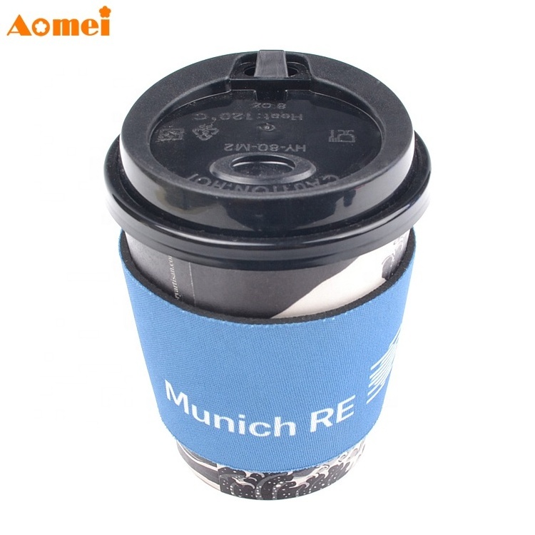 Wholesa Custom Size Printing Collapsible Insulator Blue  Neoprene Water Coffee Cup Sleeves Stubby holder Soft Drink Cup Cooler